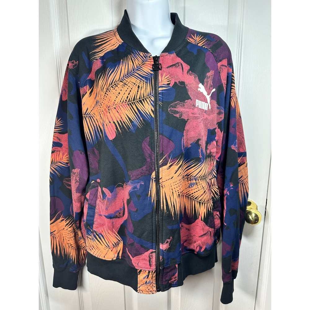 Puma Tropical AOP Varsity Men's Floral Print Jacket Full Zip Bomber Jacket M
